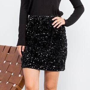 NWT THML Black Sequin Mini Skirt